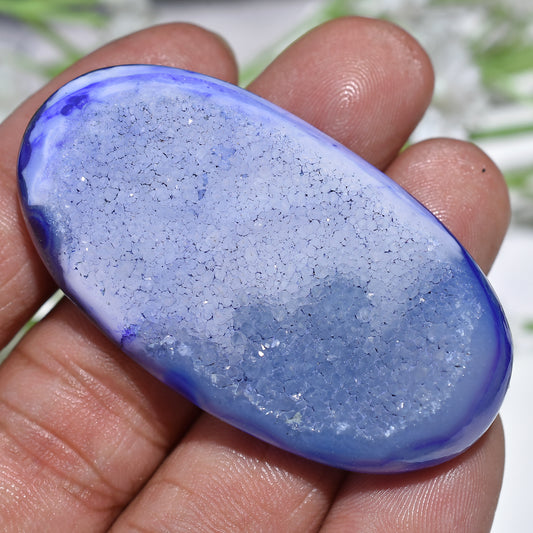 Gorgeous Sparkling Blue Druzy Window Agate Cabs- Geode Oval Druzy Agate Gems