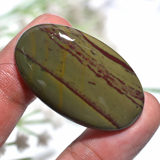 Oval Shape Imperial Jasper Cabochon – Natural Polished Gemstone (23x40x3mm,/46ct)