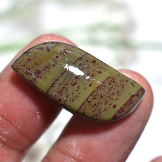 Fancy Cut Imperial Jasper Gemstone – Smooth Polished Cabochon (12x28x2mm,/16ct)
