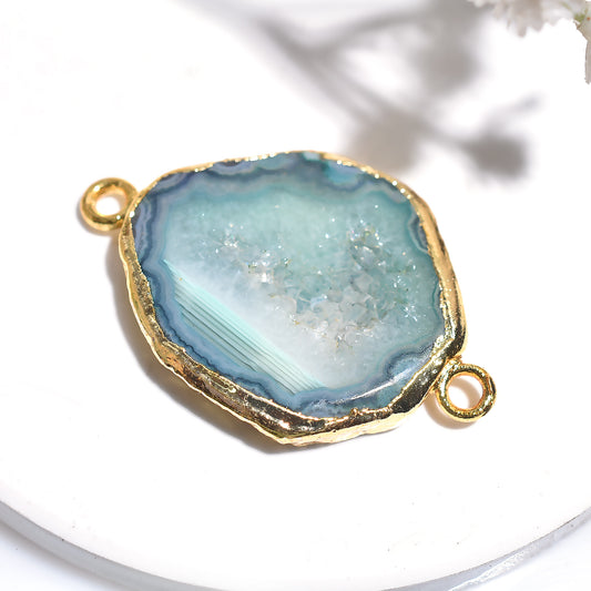 Gold Plated Solar Quartz Connector, Wholesale Electroplated Gemstone Connector For DIY