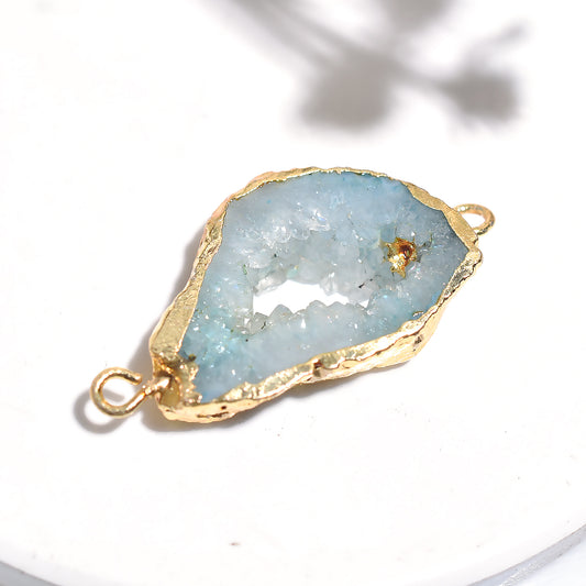 Sparkling Druzy Solar Quartz Connector, Wholesale Electroplated Stone Connector
