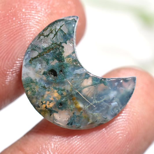 Natural Moss Agate Half moon Gemstone - Wholesale Carved Smooth Crescent Gemstone