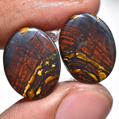 Natural Iron Tiger Eye Pair Cabochon