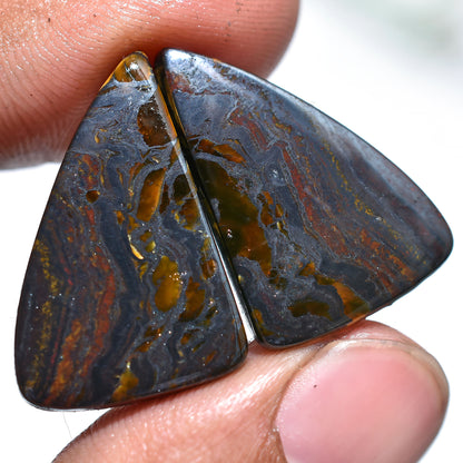 Natural Iron Tiger Eye Pair Cabochon