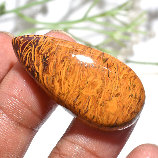 Natural Mariam Jasper Cabochon – Designer Pear Shape Gemstone for Jewelry Making (18x39x3mm,/40ct)