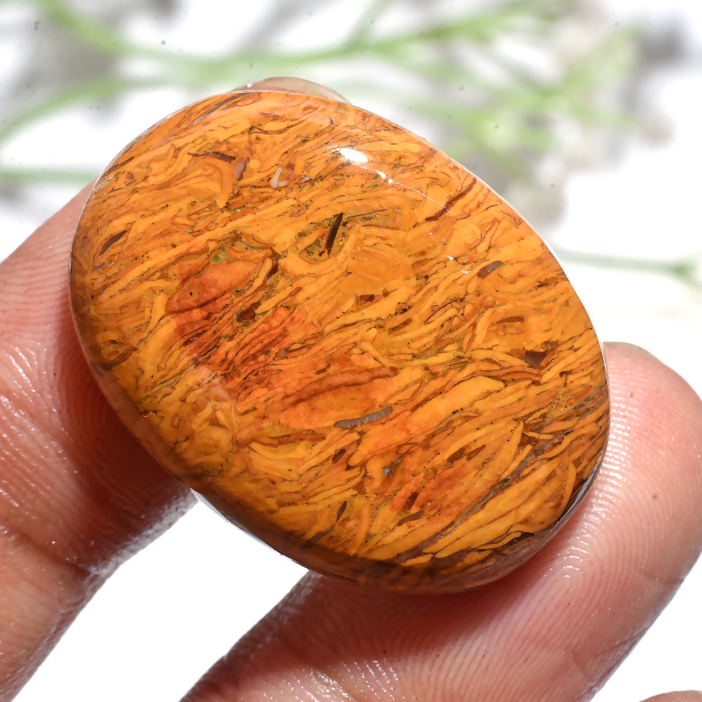 Designer Mariam Jasper Cabochon – Oval Shape Smooth Natural Gemstone for Pendant Jewelry (21x29x3mm,/39ct)