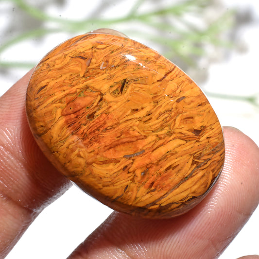 Designer Mariam Jasper Cabochon – Oval Shape Smooth Natural Gemstone for Pendant Jewelry (21x29x3mm,/39ct)