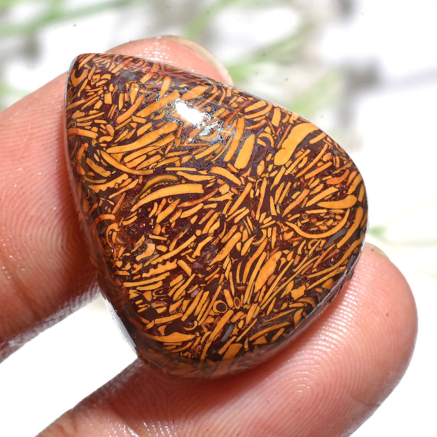 Pear Shape Mariam Jasper Cabochon – Designer Natural Gemstone for Jewelry Making (22x27x3mm,/35ct)