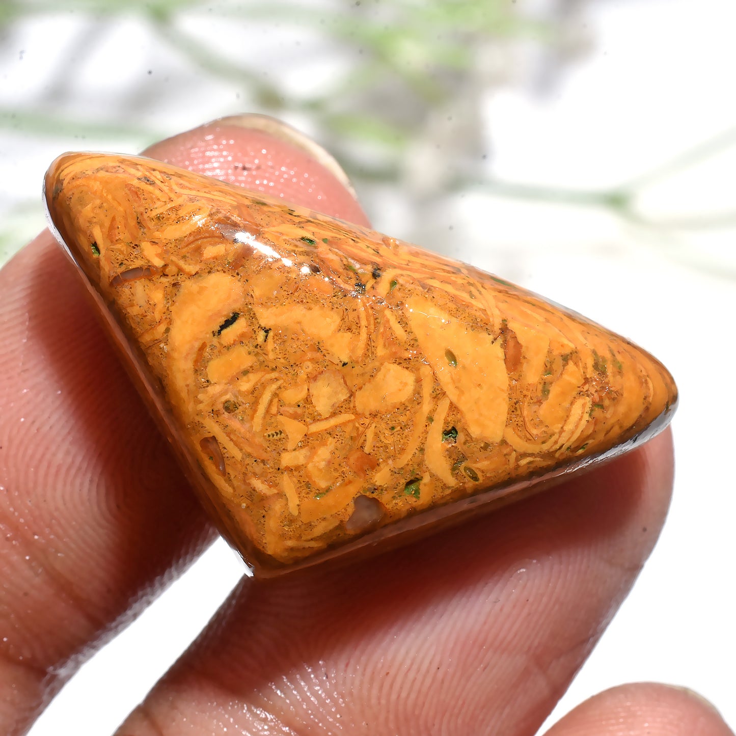 Fancy Shape Mariam Jasper Cabochon – Smooth Polished Natural Gemstone for Jewelry Making (16x30x5mm,/27ct)