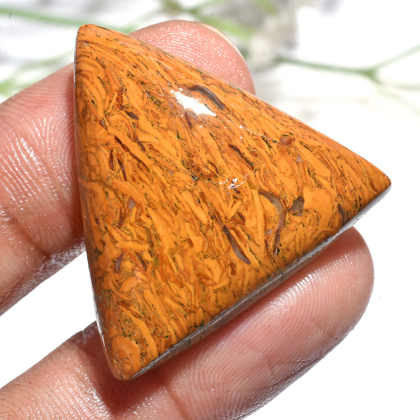 Brown Mariam Jasper Cabochon –  Triangle Shape Smooth Flat Back Gemstone for Jewelry (31x30x3mm,/42ct)