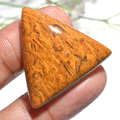 Brown Mariam Jasper Cabochon –  Triangle Shape Smooth Flat Back Gemstone for Jewelry (31x30x3mm,/42ct)