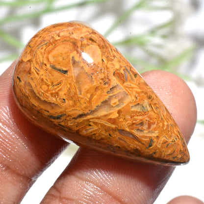 Mariam Jasper Teardrop Cabochon – Designer Smooth Natural Gemstone for Jewelry Making (17x32x3mm,/34ct)