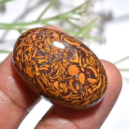 Designer Mariam Jasper Cabochon – Oval Shape Smooth Natural Gemstone for Pendant (19x30x4mm,/47ct)