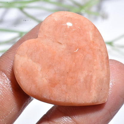 Natural Peach Moonstone Heart Cabochon – Crystal Healing Gemstone (27x28x3mm,/51ct)