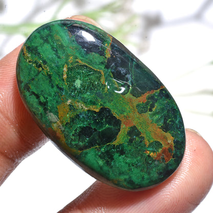 High-Quality Chrysocolla Cabochon – Oval Green Gemstone for Crafts (20x33x3mm,/54ct)