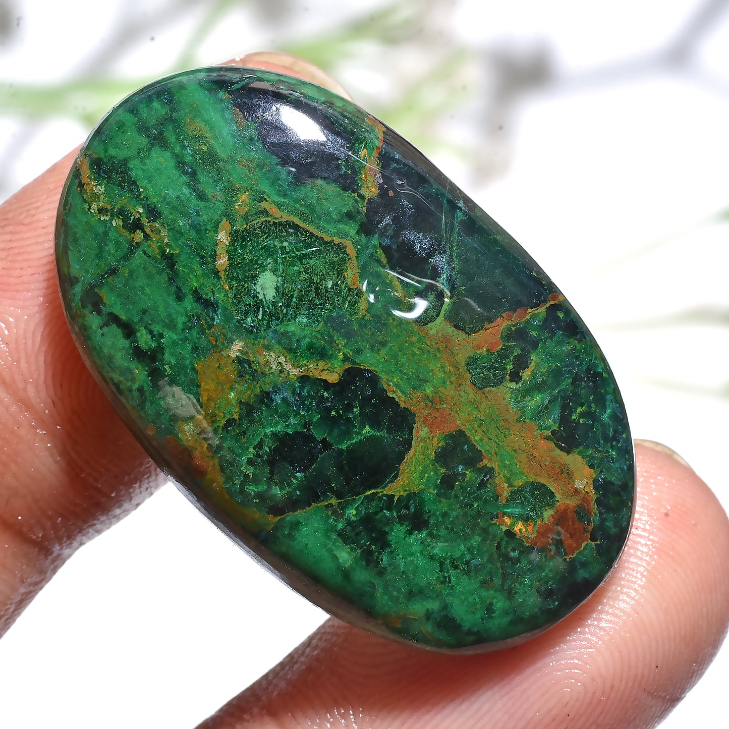 High-Quality Chrysocolla Cabochon – Oval Green Gemstone for Crafts (20x33x3mm,/54ct)