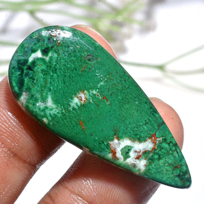 Teardrop Chrysocolla Gemstone – Polished Cabochon for Jewelry & Crafts (17x39x3mm,/39ct)
