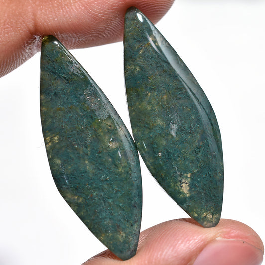 Fancy Shape Green Moss Agate Pair – Unique Natural Gemstone Jewelry