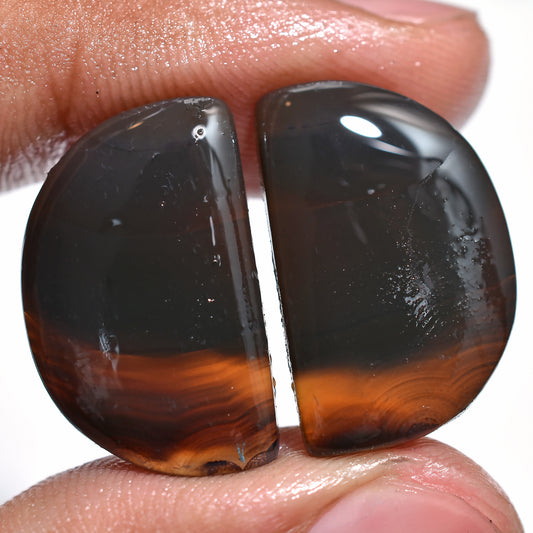 Natural Montana Agate Matched Pair – Unique Gemstones for Jewelry Making