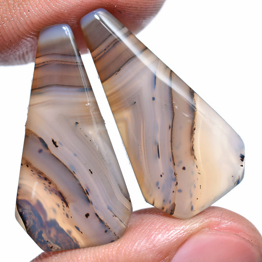 Natural Montana Agate Matched Pair – Stunning Gemstones for Jewelry