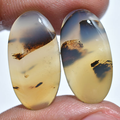 Montana Agate Gemstone Pair – Natural Agate Stones for Unique Jewelry Designs