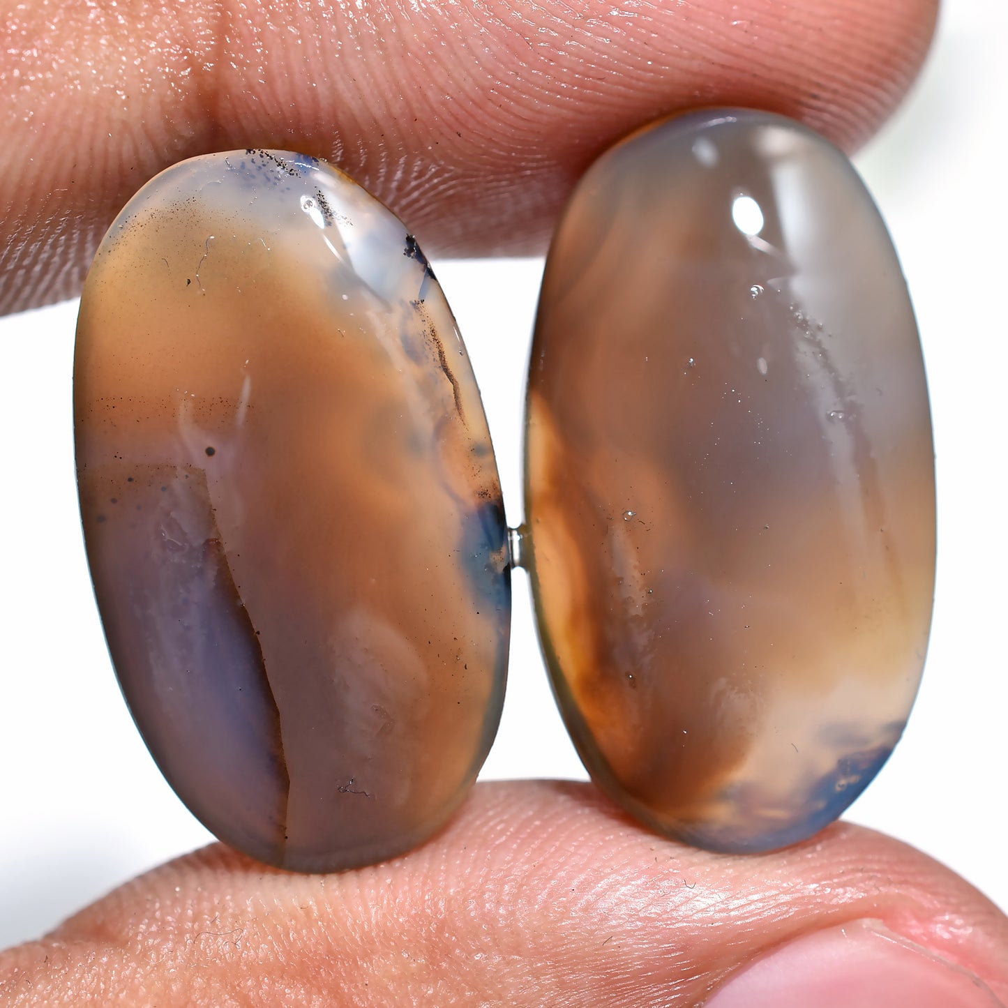 Natural Montana Agate Pair - Wholesale Flat Back Cabochons