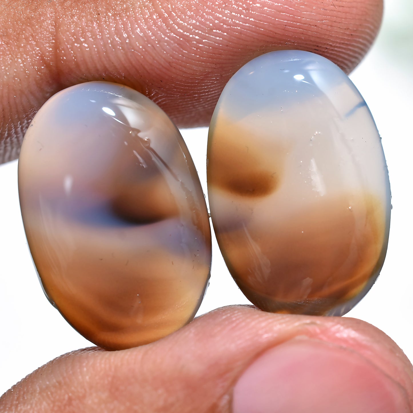 Natural Montana Agate Pair - Wholesale Flat Back Cabochons