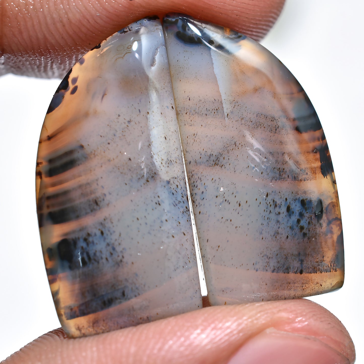 Natural Montana Agate Pair - Wholesale Flat Back Cabochons