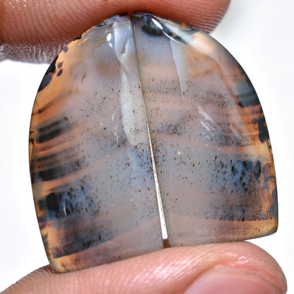 Natural Montana Agate Pair - Wholesale Flat Back Cabochons
