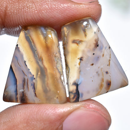 Natural Montana Agate Pair - Wholesale Flat Back Cabochons