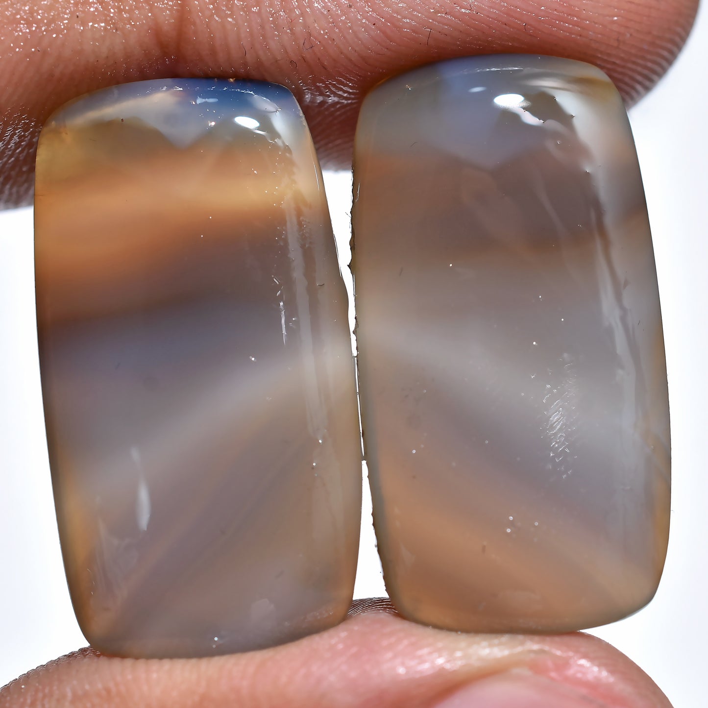 Natural Montana Agate Pair - Wholesale Flat Back Cabochons