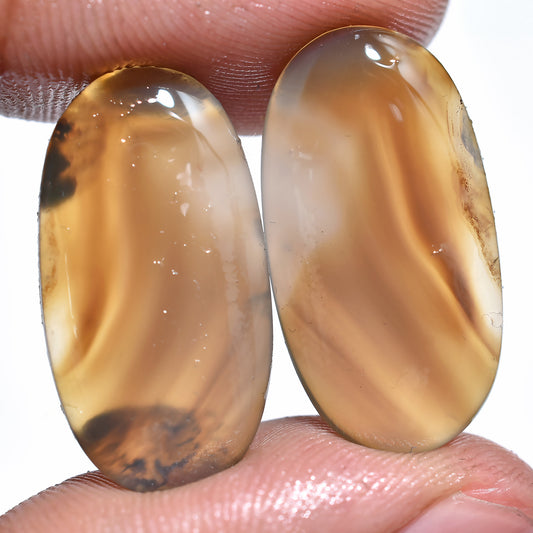 Natural Montana Agate Pair - Wholesale Flat Back Cabochons