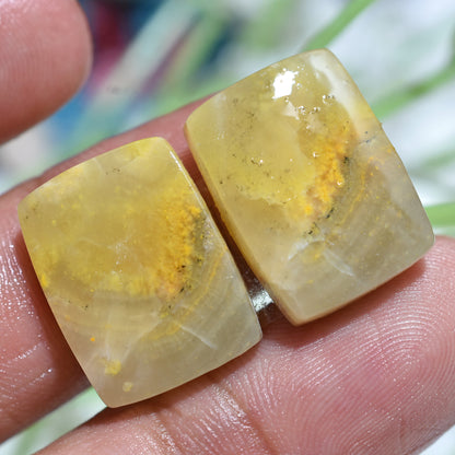 Bumble Bee Jasper Cabochon Pair – Rectangle Shape Natural Gemstones