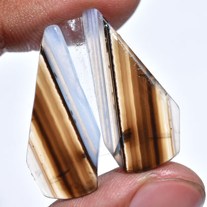 Premium Black Banded Agate Matched Pair – Natural Stones for Jewelry