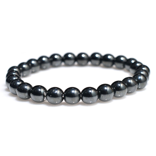 Silver Black Pyrite Beads Stretch Bracelet For Unisex & Perfect Gifts