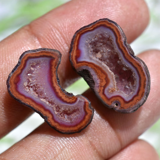 Brown Window Druzy Solar Quartz Pair – Sparkling Gemstones
