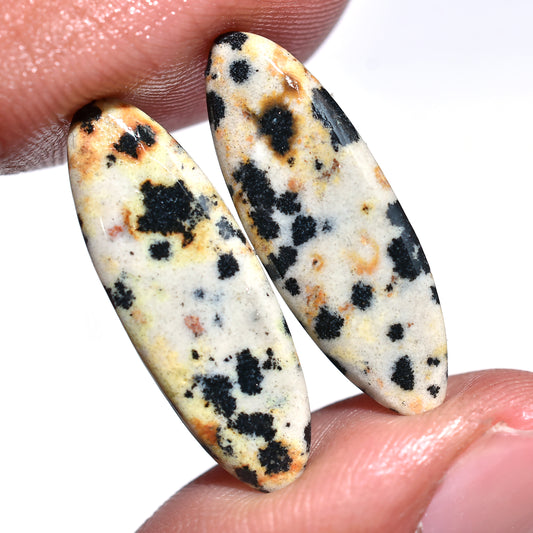 Natural Dalmatian Jasper Matched Pair Cabochons (10x27x2mm,/12ct)