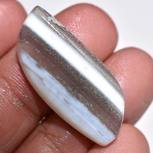 Natural Peruvian Opal Cabochon, Flat Back Blue & Grey Gemstone (15x23x3mm,/17ct)