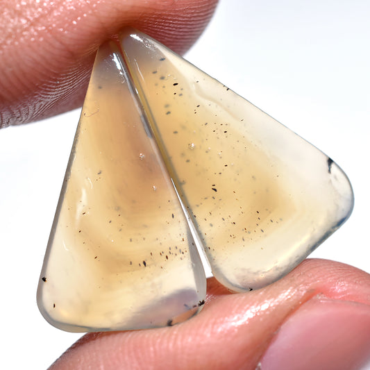 Natural Montana Agate Free-Form Shape Gemstone Pair (14x26mm, 16ct)