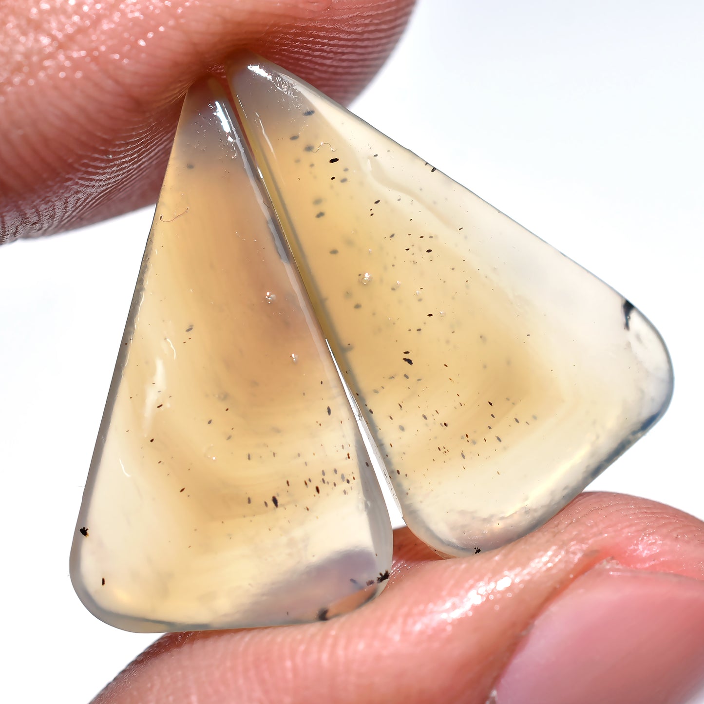Natural Montana Agate Free-Form Shape Gemstone Pair (14x26mm, 16ct)