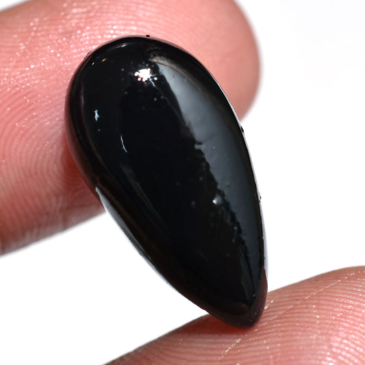 Wholesale Black Onyx Cabochon High Quality Smooth Polished Loose Gemstone (11x23x4mm,/11ct)