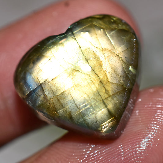 Fire Flashy Labradorite Heart Cabochon, Natural Polished Gemstone for Jewelry & Healing