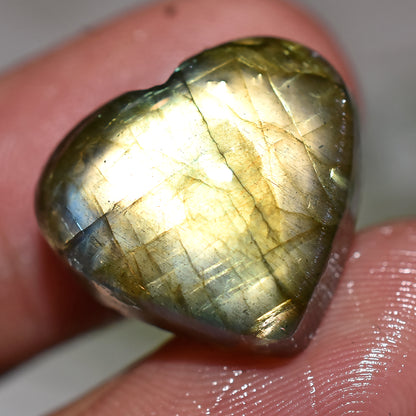 Fire Flashy Labradorite Heart Cabochon, Natural Polished Gemstone for Jewelry & Healing