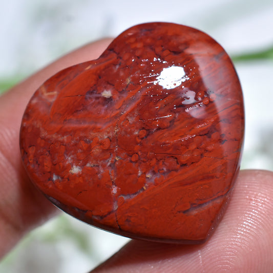 Attractive Red Jasper Gemstone, Heart Shaped Cabochon Perfect For Pendant Jewelry (25x27x3mm,/42ct)