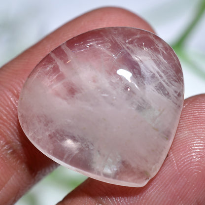 Heart Shaped Rose Quartz Crystal Cabochon, Natural Wholesale Loose Stone (23x23x3mm,/27ct)