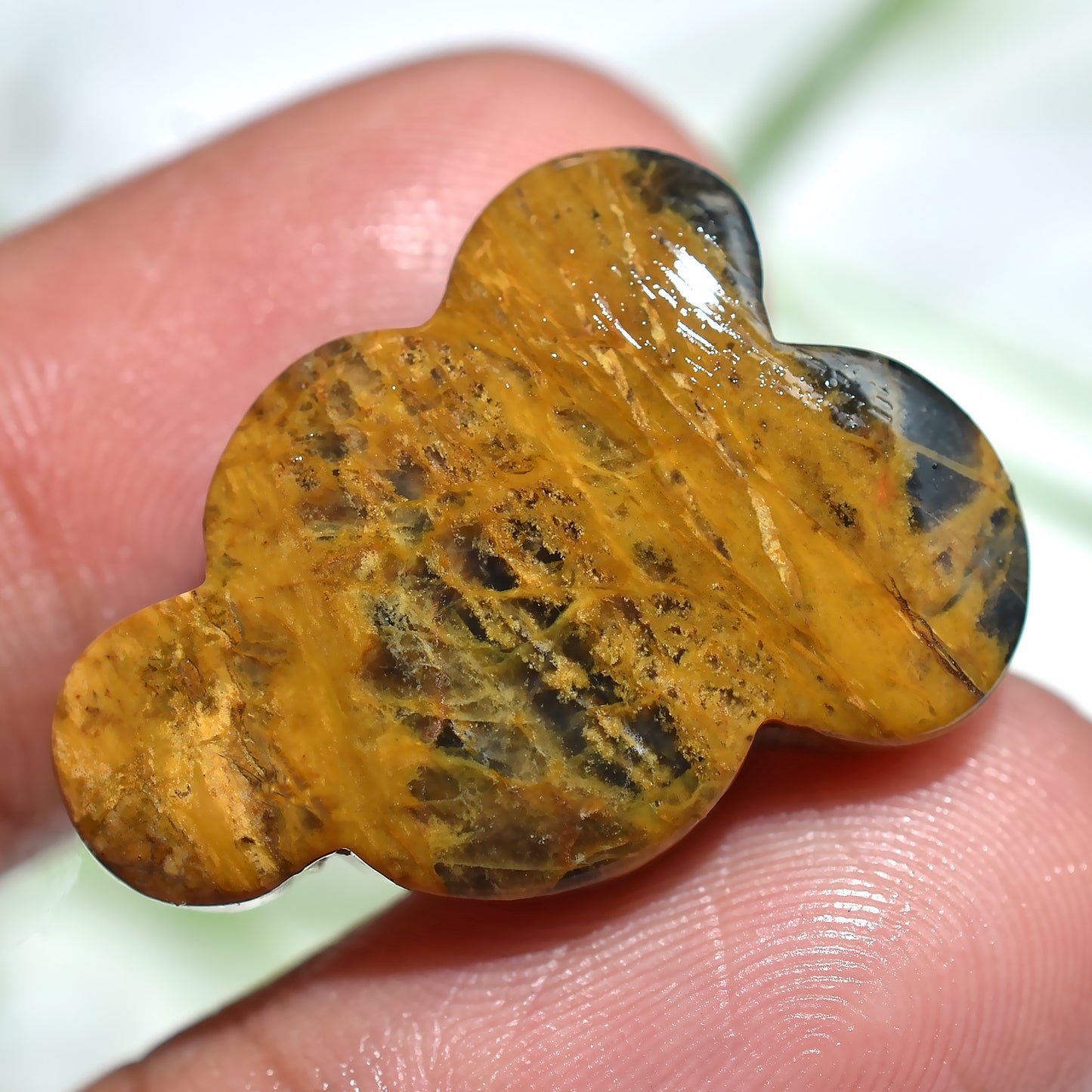 Natural Mango Jasper Cloud Cabochon - Unique Polished Gemstone for Jewelry (17x27x3mm,/21ct)