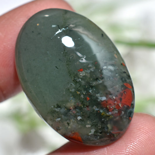 Oval Shaped Moss Agate Gemstone, Wholesale Price Smooth Cabs (21x31x3mm,/33ct)