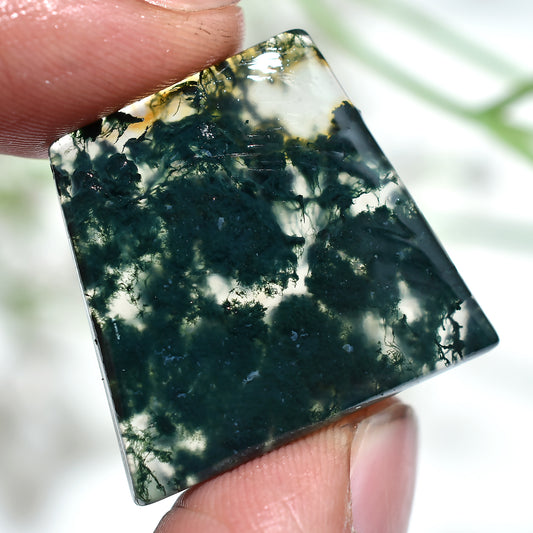 Beautiful! Moss Agate Fancy Shaped Cabochon, Wholesale Price Loose Stone (27x27x3mm,/30ct)