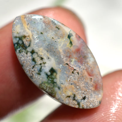 Natural Ocean Jasper Cabochon, Marquise Shaped Stone (11x22x2mm,/9ct)