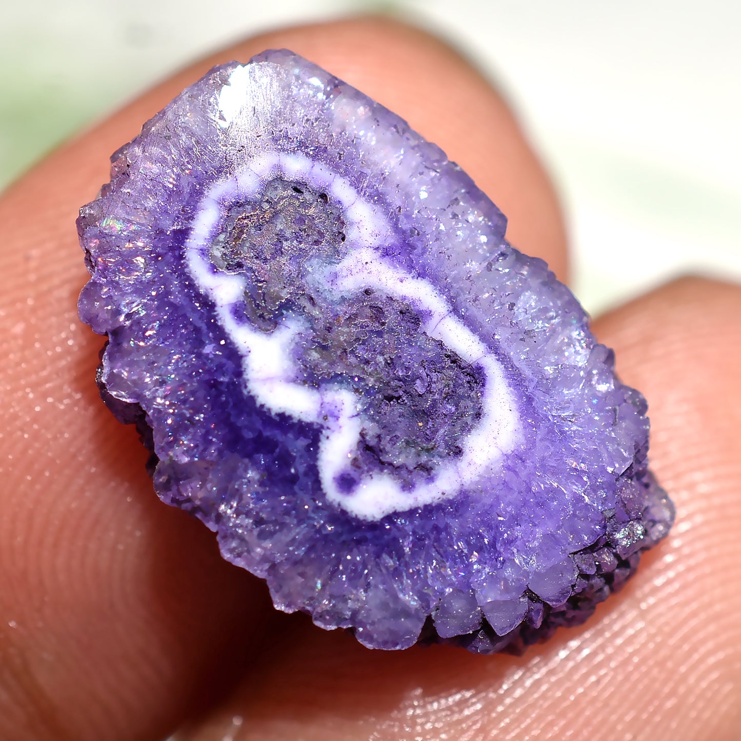 Purple Solar Quartz Stalactite Slice Cabochon (12x17x2mm,/7ct)